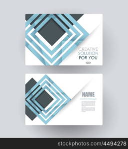 Vector business card template design with cubes and translucent folds elements.