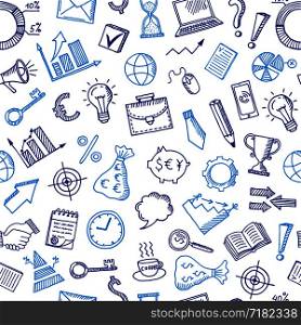 Vector business color doodle icons of set background or pattern illustration. Vector business doodle icons background or pattern illustration
