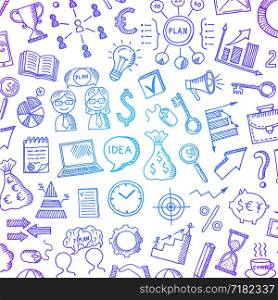 Vector business colored doodle icons background pattern with place for text illustration. Vector business doodle icons background with place for text illustration