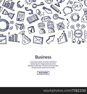 Vector business doodle icons background with place for text illustration. Vector business doodle icons background illustration