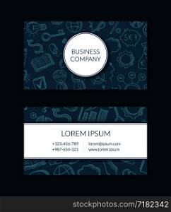 Vector business doodle icons business card template illustration isolated on background. Vector business doodle icons business card template illustration
