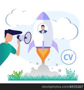 Vector business graphics, open vacancies, companies and business corporations looking for employees for jobs, flat color icons, creative illustrations, employers are considering resumes - Vector.