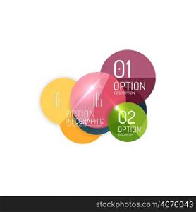 Vector business infographics, option select. Overlapping geometric shapes composition. Vector business infographics, option select