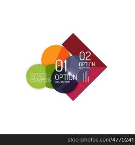 Vector business infographics, option select. Overlapping geometric shapes composition. Vector business infographics, option select