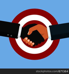 Vector business partnership illustration. Handshake. Symbol of success deal, happy business partnership, agreement. Flat design isolated on background. Handshake, business partnership. Symbol of success deal, happy business partnership, agreement. Flat design isolated on background. Vector illustration.