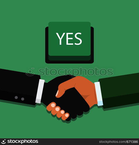 Vector business partnership illustration. Handshake. Symbol of success deal, happy business partnership, agreement. Flat design isolated on background. Handshake, business partnership. Symbol of success deal, happy business partnership, agreement. Flat design isolated on background. Vector illustration.