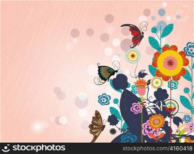 vector butterflies with floral
