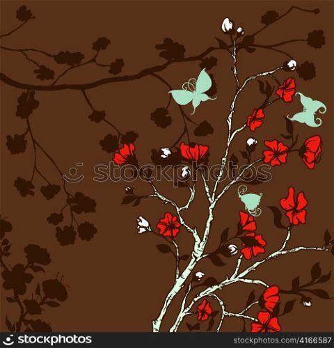 vector butterflies with floral