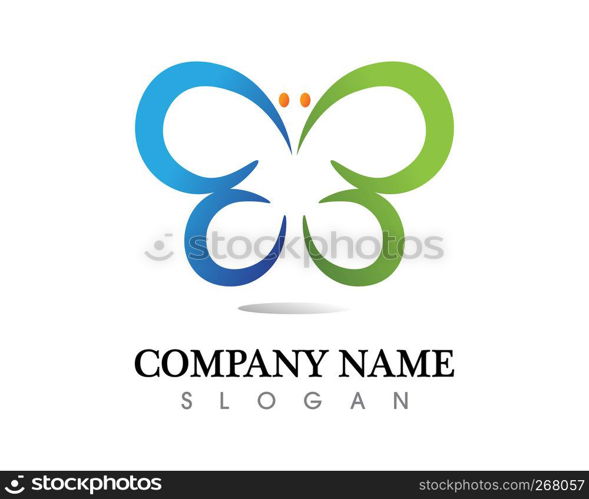 Vector - Butterfly conceptual simple, colorful icon. Logo. Vector illustration