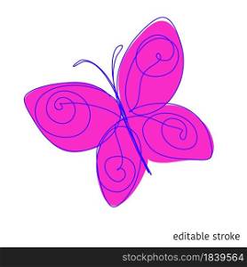 Vector Butterfly in Continuous Line Art Style. Trendy Beautiful Graphic for Decoration or Logo. Creative Hand Drawn Sketch.. Butterfly in Continuous Line Art Style. Trendy Beautiful Graphic for Decoration or Logo. Creative Hand Drawn Sketch. Vector Illustration.