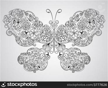 Vector butterfly made of flowers, fully editable eps 10 file