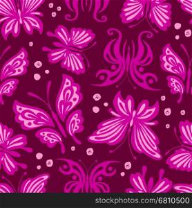 Vector Butterfly Seamless. Vector Butterfly Seamless Repeating Pattern. Pink butterflies background