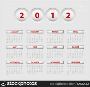 Vector button calendar for the new year 2012