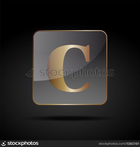 Vector button letter C