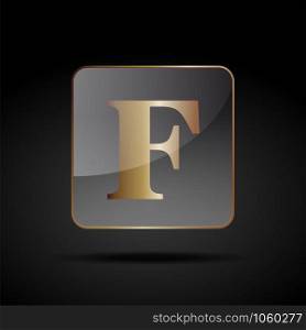 Vector button letter F