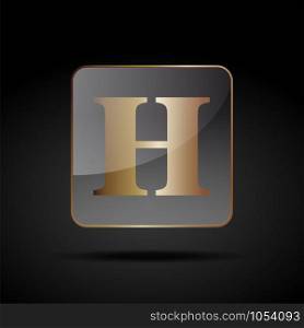 Vector button letter H