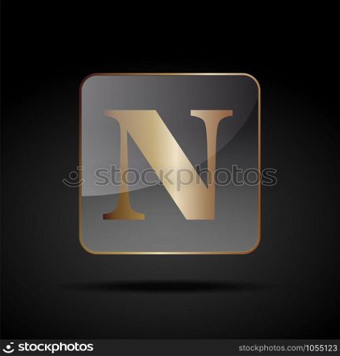 Vector button letter N