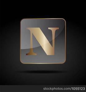 Vector button letter N