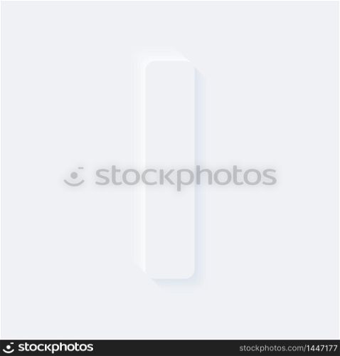 Vector button letter of alphabet I. Bright white gradient neumorphic effect character type icon. Internet gray symbol isolated on a background.