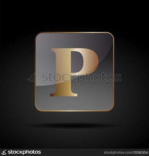 Vector button letter P