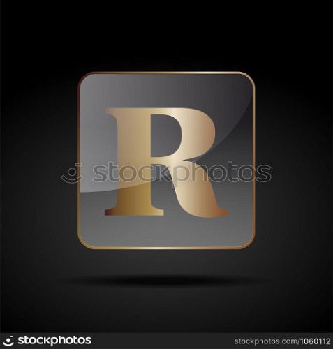 Vector button letter R