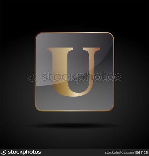 Vector button letter U