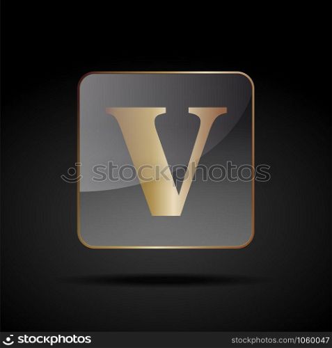 Vector button letter V