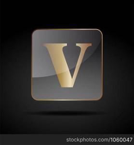 Vector button letter V