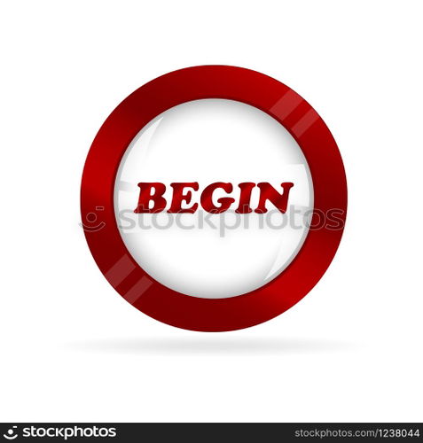 "Vector button to get started with "begin""
