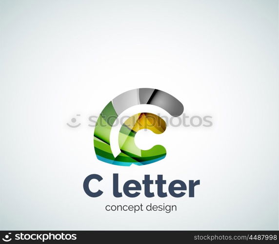 Vector C letter concept logo template, abstract business icon