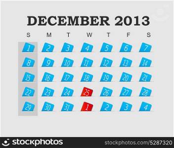 Vector calendar 2013 blue. December. Vector Illustration. EPS 10.