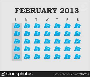 Vector calendar 2013 blue. February. Vector Illustration. EPS 10.