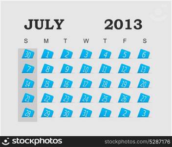 Vector calendar 2013 blue. July. Vector Illustration. EPS 10.