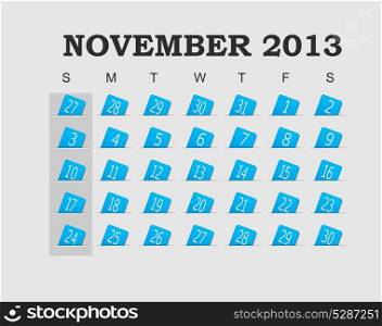 Vector calendar 2013 blue. November. Vector Illustration. EPS 10.
