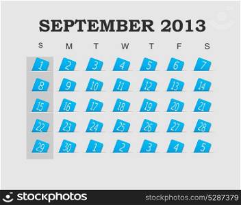 Vector calendar 2013 blue. September. Vector Illustration. EPS 10.