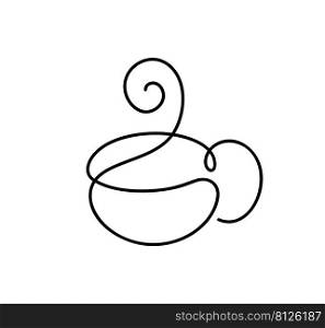 Vector calligraphy coffee or tea cup with steam. Black and white calligraphic illustration. hand drawn design for logo, icon cafe, menu, textile material.. Vector calligraphy coffee or tea cup with steam. Black and white calligraphic illustration. hand drawn design for logo, icon cafe, menu, textile material