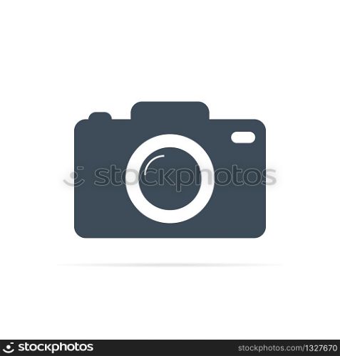 vector camera icon with big lens for photo
