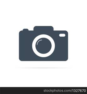 vector camera icon with big lens for photo