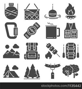 Vector Camping and outdoor recreation icons set