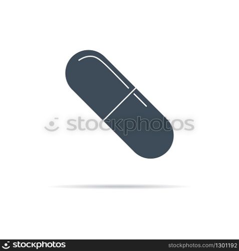 vector capsule shaped pill icon with shadow