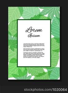 Vector card with place for your text.The letter of thanks. Invitation. With green leaves