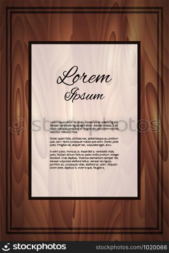 Vector card with place for your text.The letter of thanks. Invitation. With wood planks