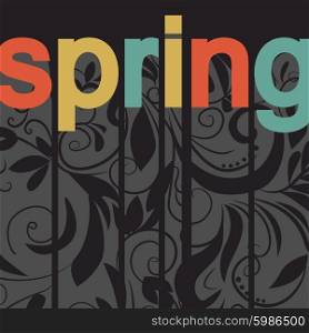 Vector card with print and sign spring.. Vector card with print and sign spring