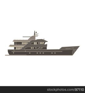 Vector cargo ship icon flat isolated. Vessel container side view illustration.