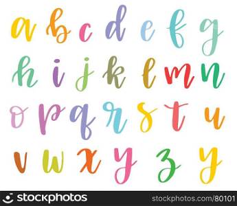 Vector cartoon alphabet. Vector cartoon alphabet on white background. Lowcase letters handdrawn. Cute abc design for book cover, poster, card, prints, baby clothes, textile