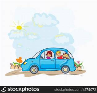 vector cartoon background with family