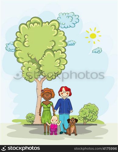 vector cartoon background with family