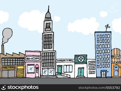 Vector cartoon city / Color Neighborhood