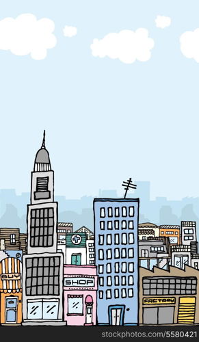 Vector cartoon city with copyspace