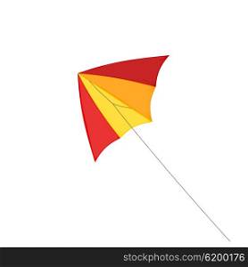 Vector Cartoon Colored kite on a white background. Illustration of a kite at Leer, a child&apos;s &#xA;toy. Element for design, decoration. Stock vector